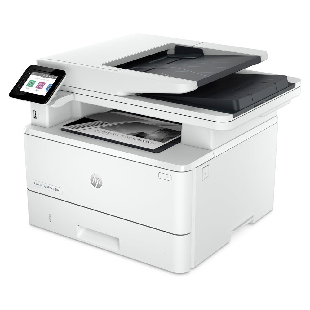 Testo alt:Stampante multifunzione HP LaserJet Pro moderna e compatta, ideale per ufficio.