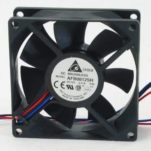 Delta Electronics AFB0812SH-F00 80 x 80 x 25mm Cooling Fan, 46.62 CFM, 40 dBA, 4000 RPM, 0.51 Amp, 2-Pole, TAC Sensor