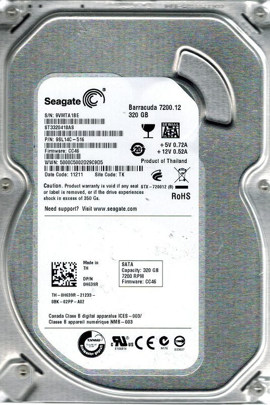 Seagate ST3320418AS 9SL14C-516 320GB 7200RPM 3.5" SATA HDD