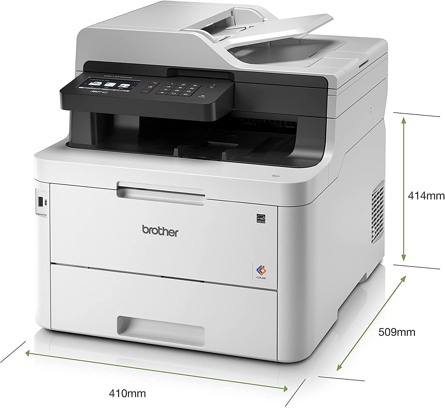 Brother MFC-L3770CDW A4 color LED multifunction printer with Wi-Fi, Dual CIS, Ethernet, NFC 24ppm ADF Automatic duplex