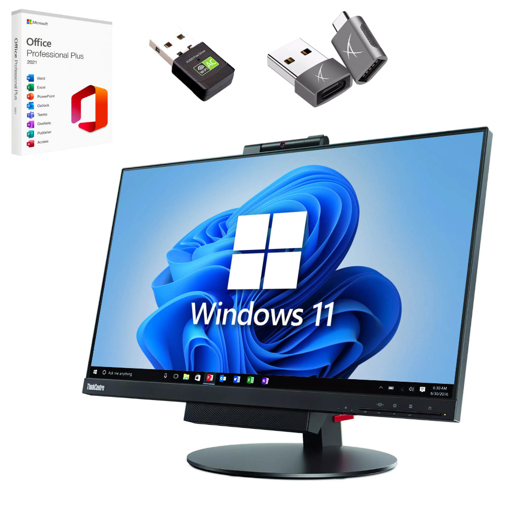 Alles in einem Lenovo ThinkCentre TIO24 Gen3 24″ Full HD M920Q | Intel Core i5-8500T | Display-Port USB 3 HDMI | 24-Zoll-Monitor Lenovo 11GCPAT1EU FullHD WebCam WiFi Windows 11 Pro Microsoft Office 2021-Adapter
