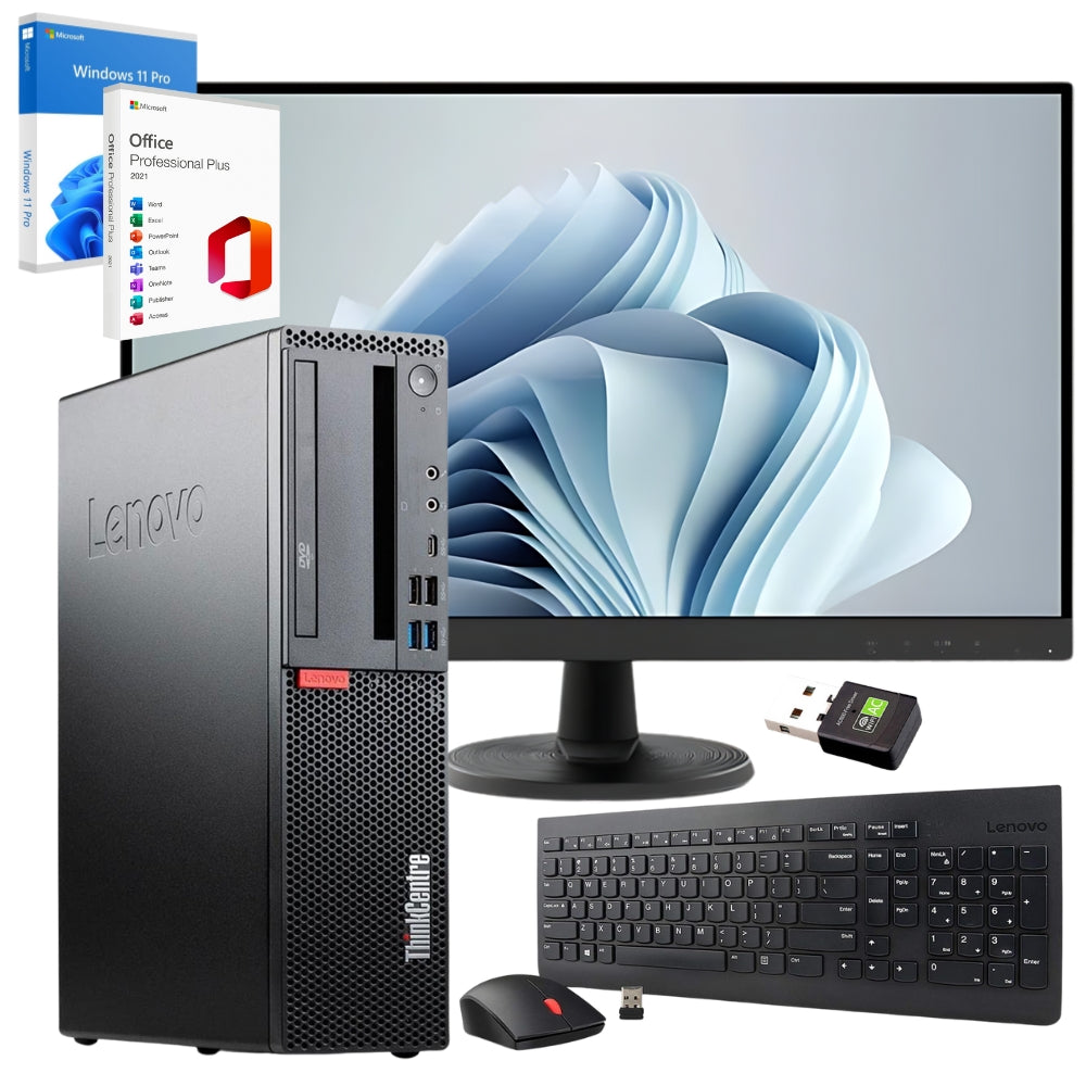 Lenovo ThinkCentre SFF Bundle + 27-Zoll-FullHD-Monitor | 32 GB RAM | 1 TB SSD | WLAN-Bluetooth-Maus- und Tastatur-Kit Windows 11 Pro Office 2021