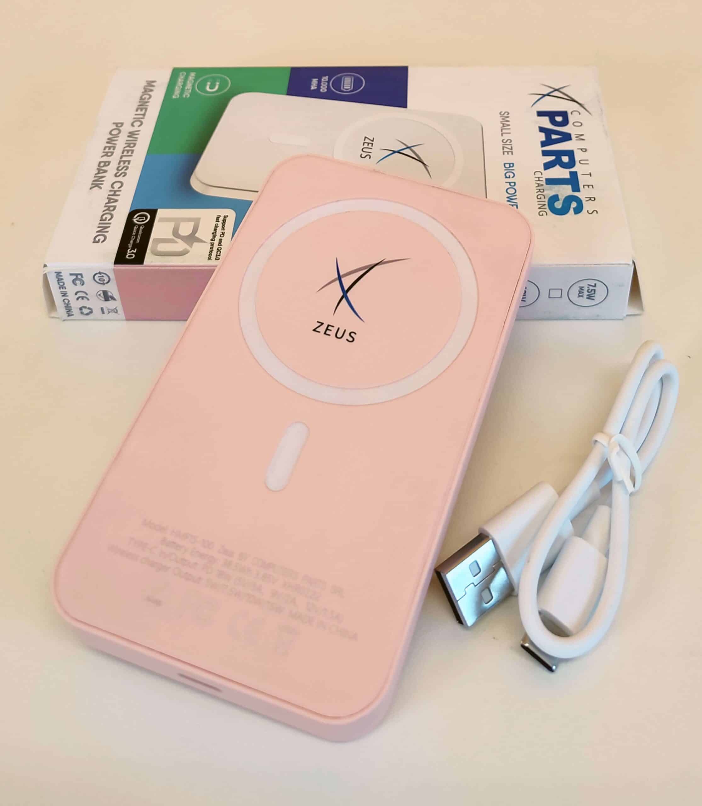 Zeus Power Bank MagSafe 10.000 mAh Ricarica Wireless Qualcomm Quick Charge 3.0 Compatibile con Iphone Samsung Xiaomi Huawei