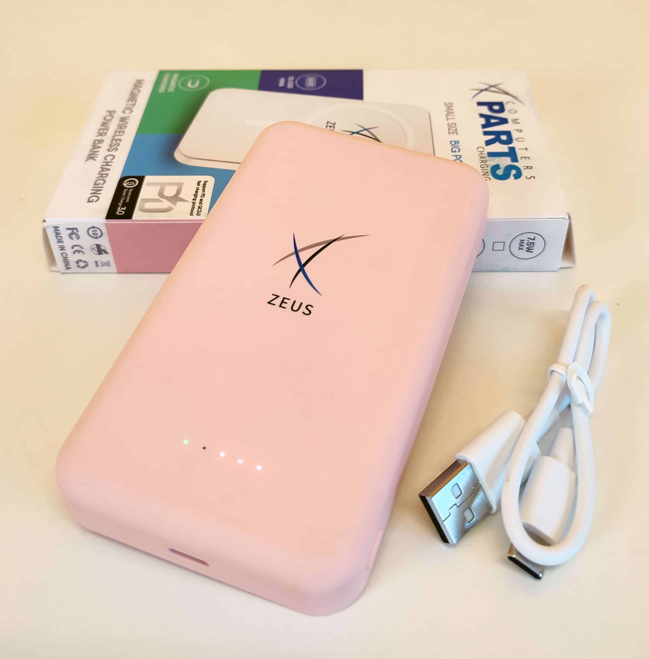 Zeus Power Bank MagSafe 10.000 mAh Ricarica Wireless Qualcomm Quick Charge 3.0 Compatibile con Iphone Samsung Xiaomi Huawei