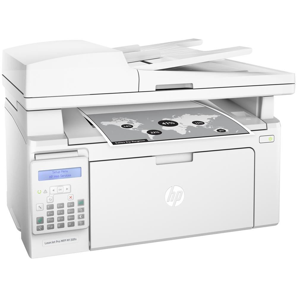 HP LaserJet Pro MFP M130fn Multifunction Laser B/W Print Copy Scan Fax 1200x1200 dpi 23 ppm Ethernet Usb