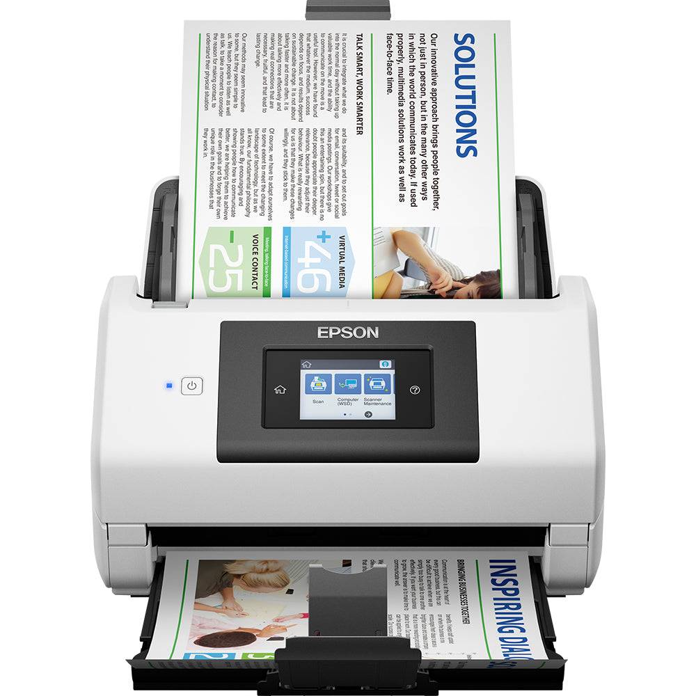 Epson DS-780N scanner documentale di rete ad alta velocità con ADF da 100 fogli. Scansioni rapide a 45ppm e display touchscreen intuitivo.