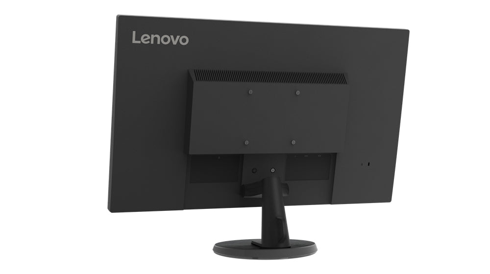 Retro del monitor Lenovo 27” FHD con supporto regolabile e design elegante. Ideale per ufficio e casa con ottima qualità visiva.