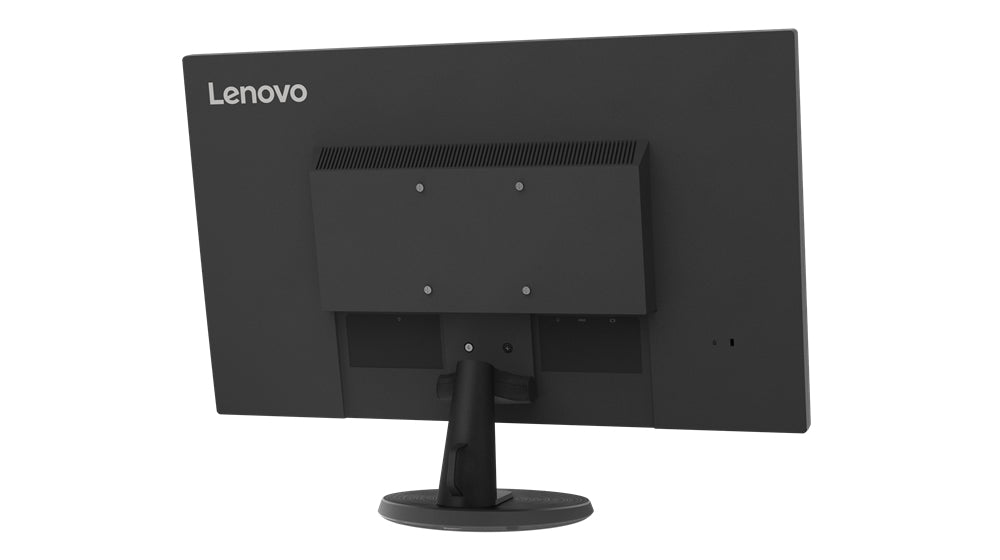 Retro del monitor Lenovo 27” FHD con design pulito e supporto stabile. Perfetto per configurazioni multi-monitor.