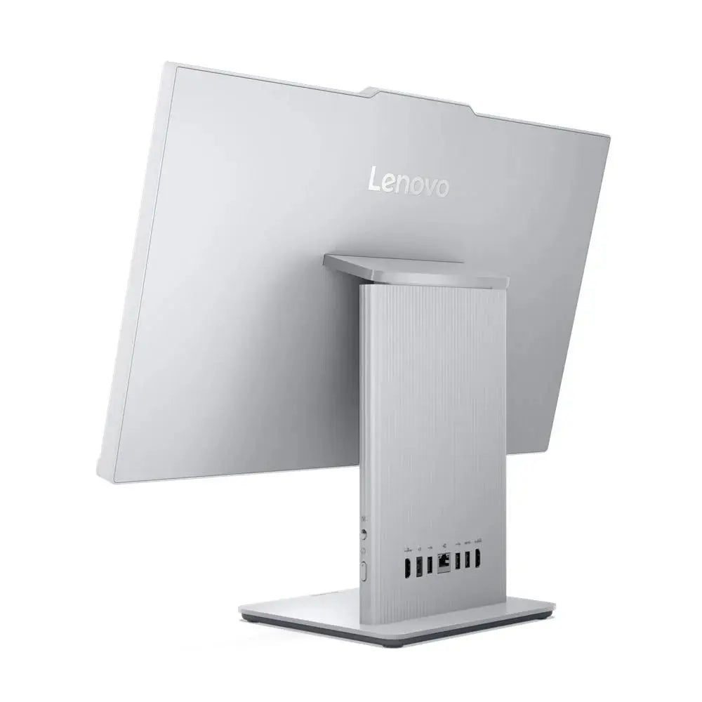 Lenovo IdeaCentre All-In-One 24 pollici con retro inclinato, porte USB e design elegante. Ottimo per prestazioni e stile.