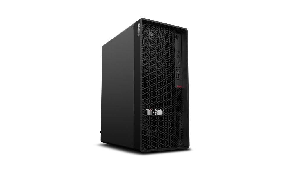 Lenovo ThinkStation P340 Tower con design verticale e griglia frontale per un flusso d'aria ottimale.