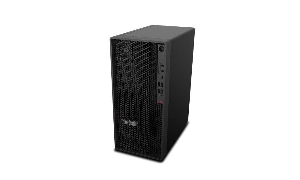 Lenovo ThinkStation P340 Tower con porte USB e audio frontali per un accesso rapido e pratico.