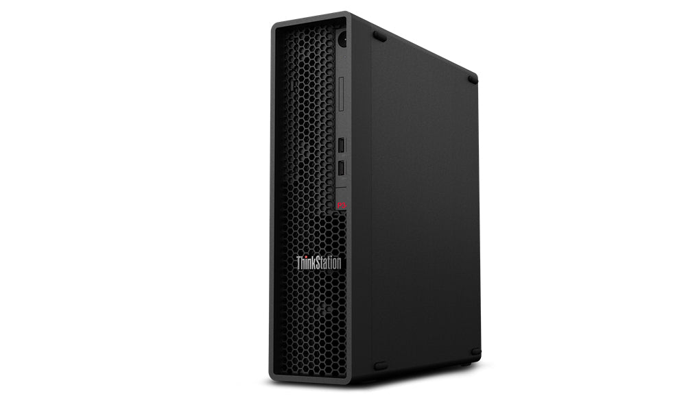 Lenovo ThinkStation P340 con design verticale, ideale per ambienti di lavoro professionali e produttività elevata.