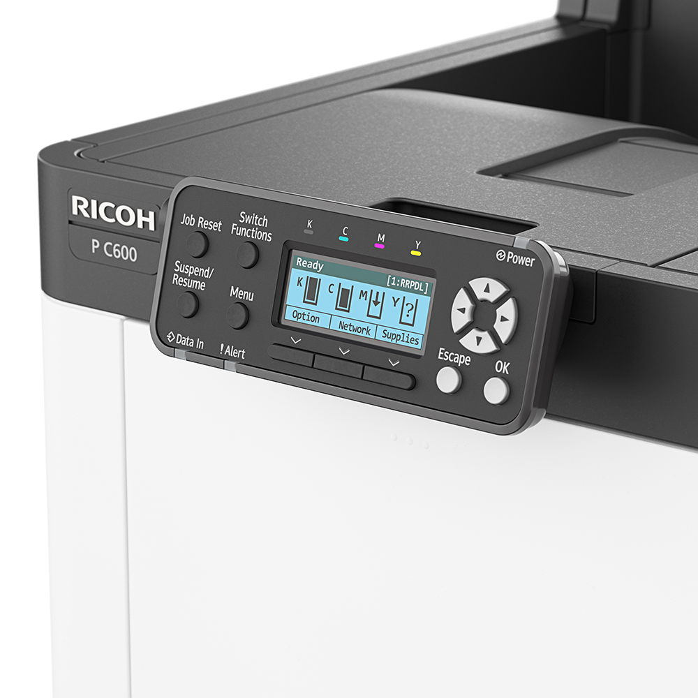 Ricoh P C600 A4-Farblaserdrucker, 1200 x 1200 DPI, 40 Seiten pro Minute vorne/hinten, Netzwerkeffizienz und Qualität für Ihr Büro 