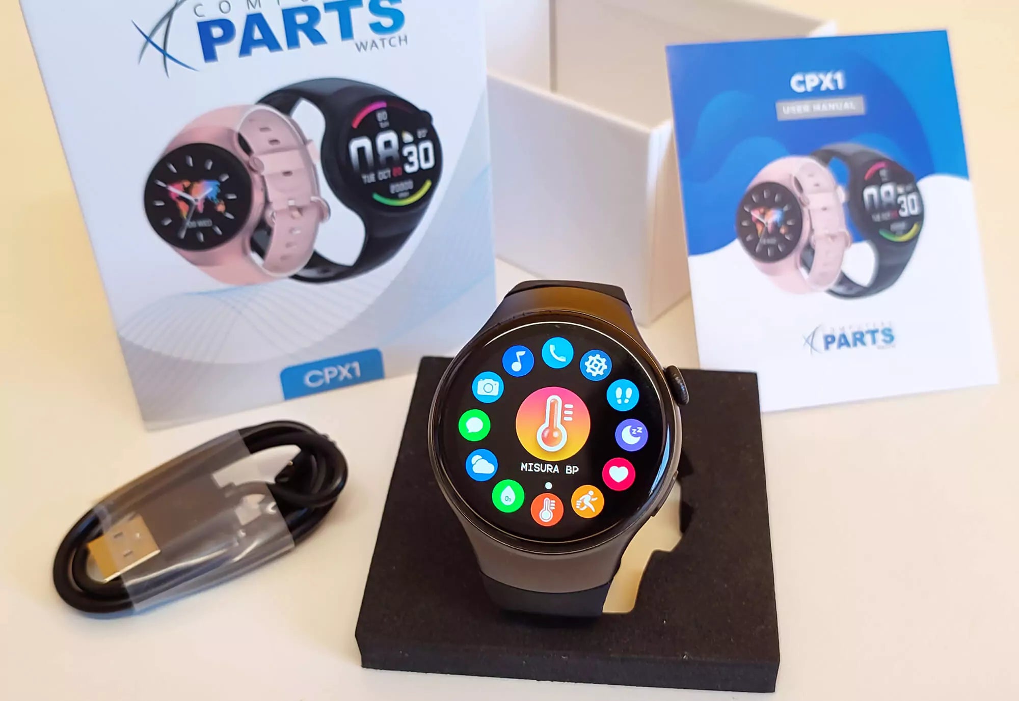 CP X1 Smartwatch 1,3" HD 320x320 Wasserdicht Empfangen und Tätigen von Anrufen Herzfrequenzmessung und Sport