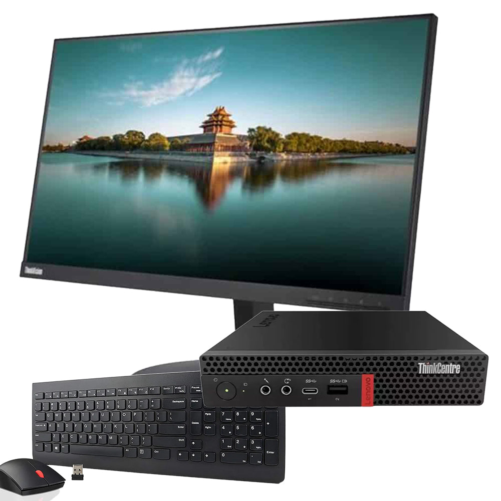 Lenovo ThinkCentre M920Q Mini PC PC Bundle | Intel Core i5-8500T | SSD 512GB | Windows 11 Pro VESA mount and DVD AOC 22P1W 22″ FullHD LED monitor and Mouse and Keyboard Kit Your office in a mini format