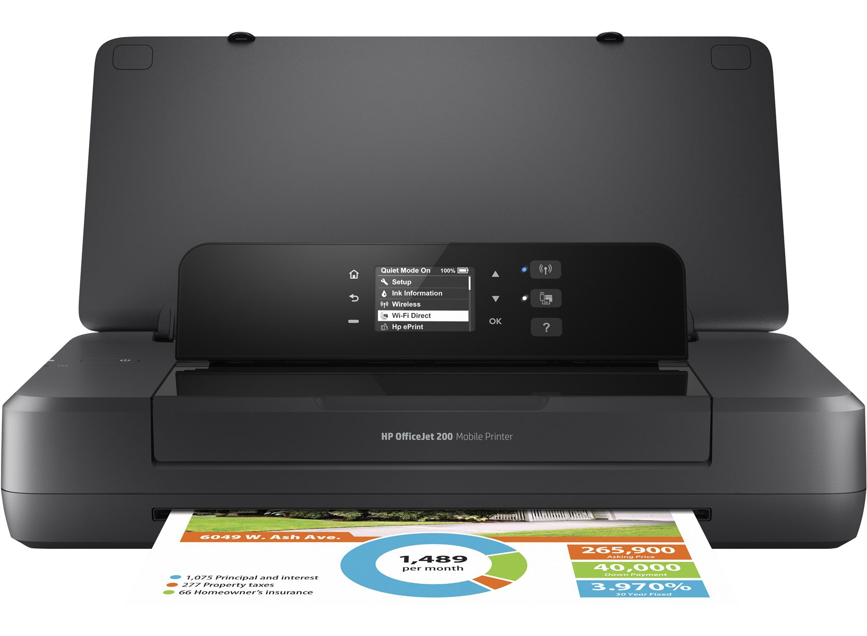 HP OfficeJet 200 Portable A4 Color InkJet Printer with Battery USB WiFi 19ppm 1200 x 1200 dpi 