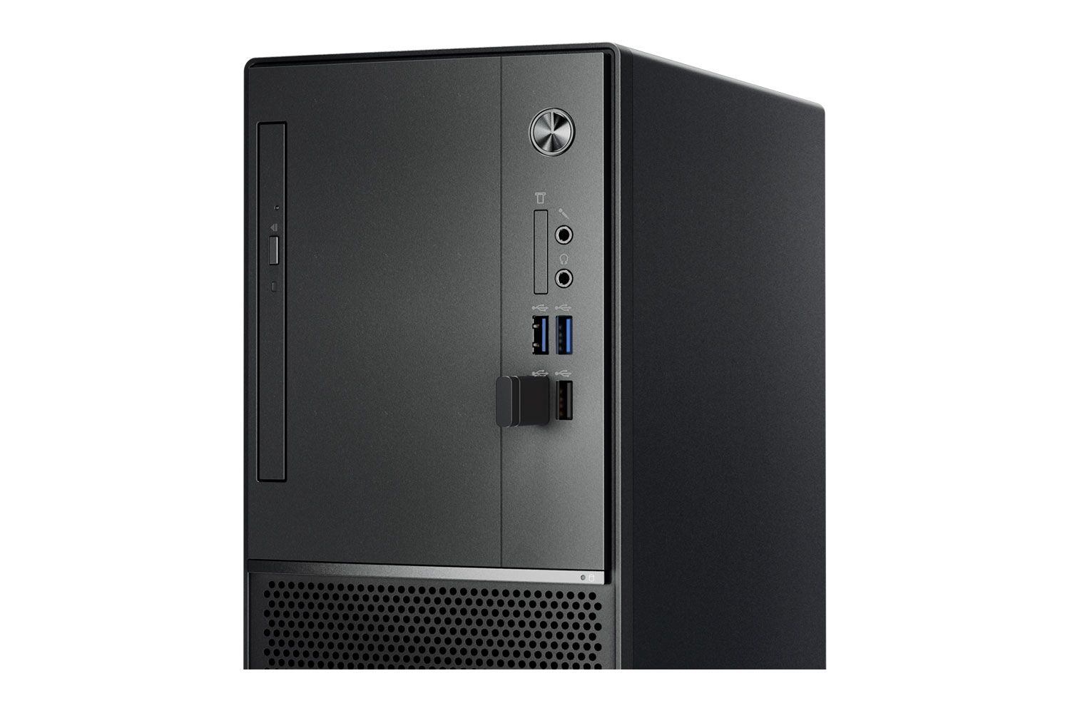 Lenovo V520 Tower-PC-Paket | Intel Core i5-6400T 2,2 GHz | RAM 16 GB | SSD 256 GB | Windows 10 Pro + AOC 24" IPS FullHD Monitor | S/W Multifunktions OKI MB492dn | Kabelgebundenes Maus- und Tastaturset, Kopfhörer und Webcam 