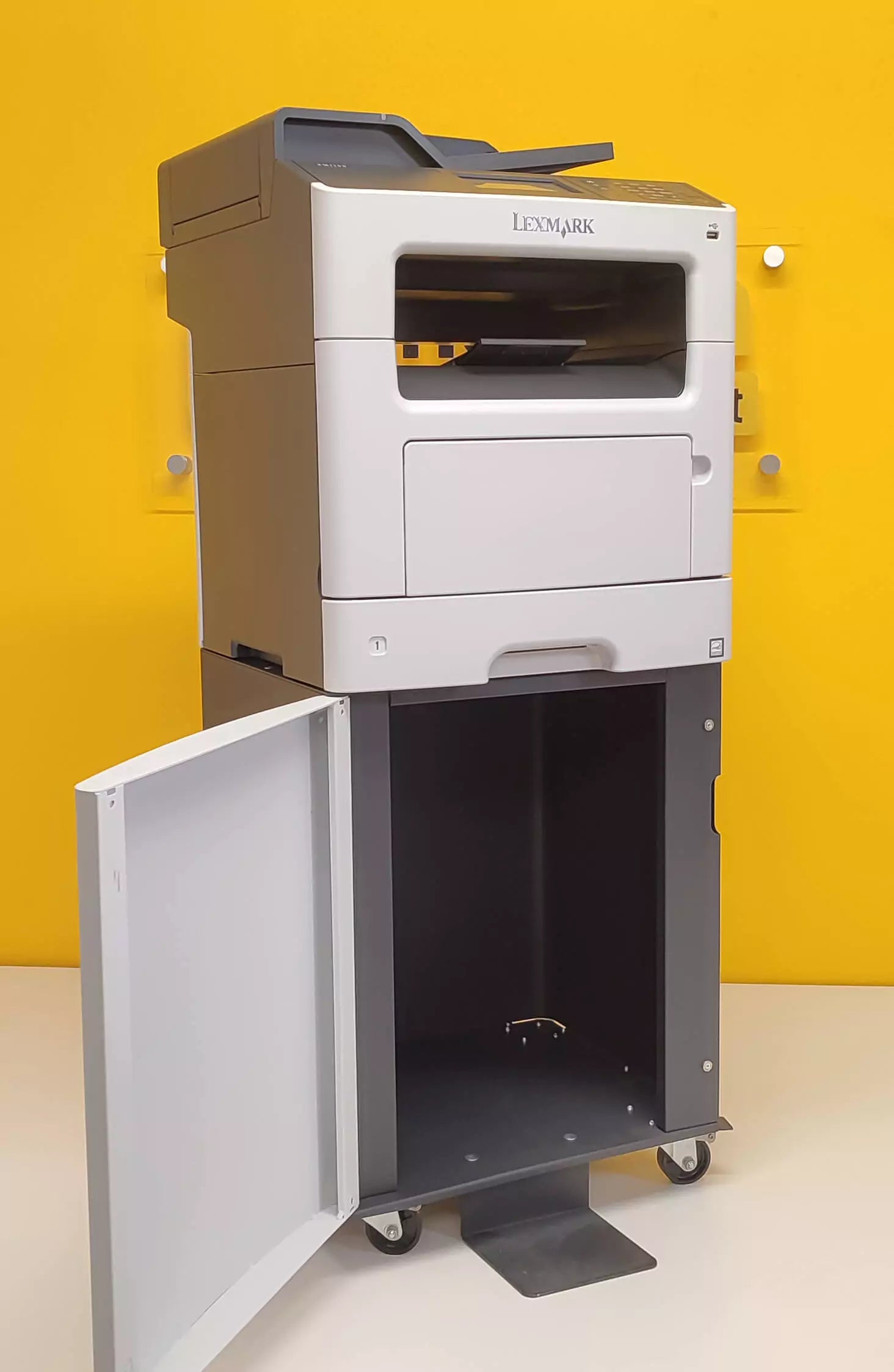 Cassetto Portaoggetti e Risme Lexmark XM1140 - facile accesso e stoccaggio delle risorse di stampa con ruote per un facile trasporto